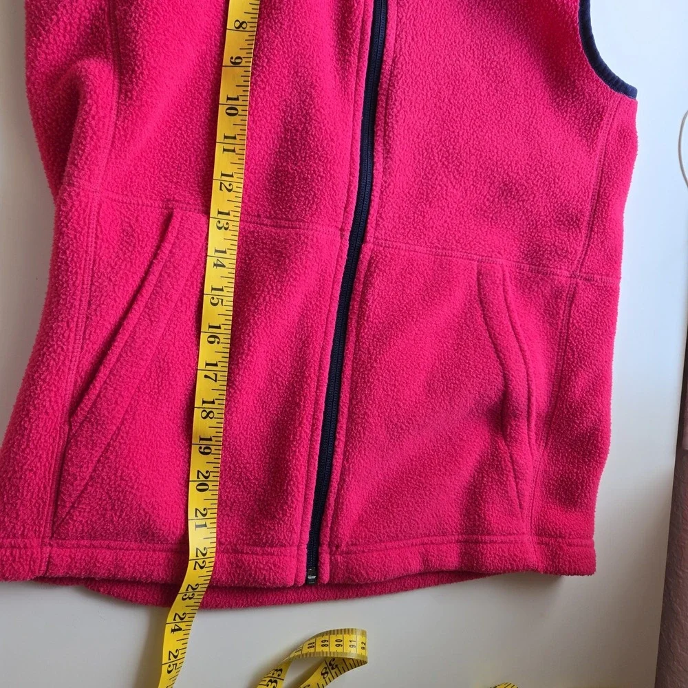 L.L. Bean Pink Fleece Vest Outerwear Girls Size‎ Large 14/16 Full Zip Pockets